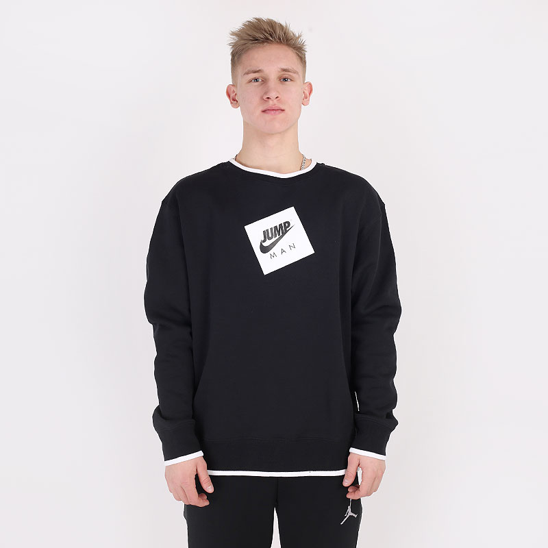 мужская черная толстовка Jordan Jumpman Classics Fleece Crew CV2370-010 - цена, описание, фото 3